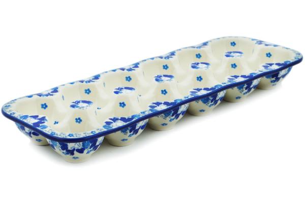 Egg Plates | Ceramika Artystyczna Egg Crate 13" Blue Spring Egg Plates Ceramika Artystyczna