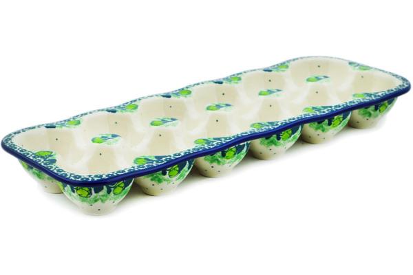 Egg Plates | Ceramika Artystyczna Egg Crate 13" Green Flora Egg Plates Ceramika Artystyczna