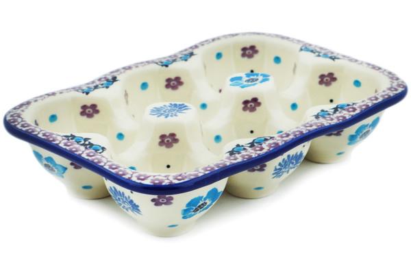 Egg Plates | Ceramika Artystyczna Egg Crate 7" Blooming Blues Egg Plates Ceramika Artystyczna