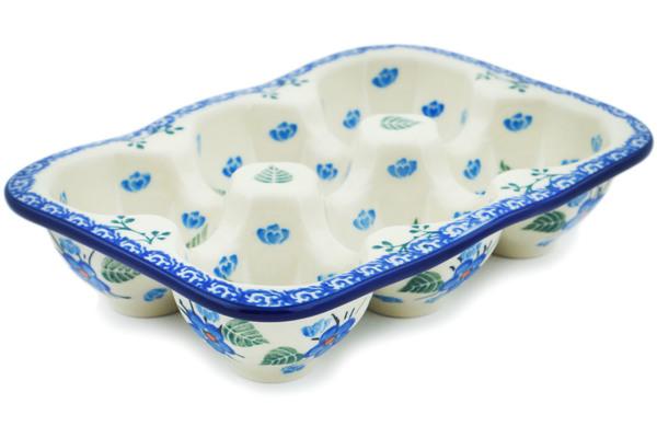 Egg Plates | Ceramika Artystyczna Egg Crate 7" Blue Blossom Egg Plates Ceramika Artystyczna