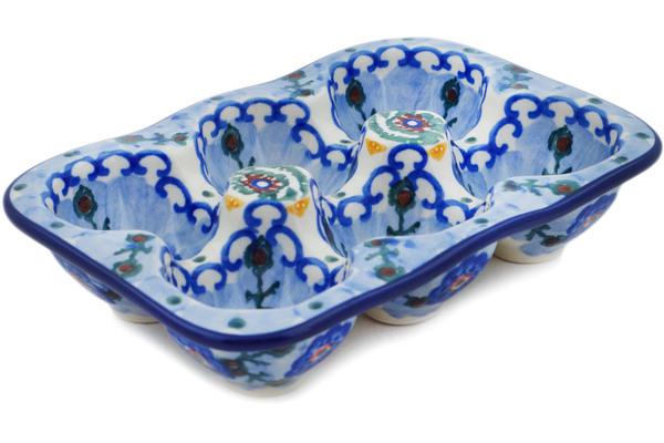 Egg Plates | Ceramika Artystyczna Egg Crate 7" Blue Poppy Circle UNIKAT Egg Plates Ceramika Artystyczna