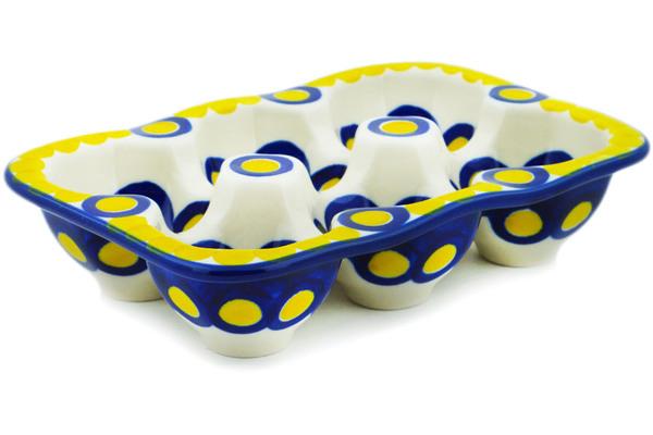 Egg Plates | Ceramika Artystyczna Egg Crate 7" Yellow Dots Egg Plates Ceramika Artystyczna