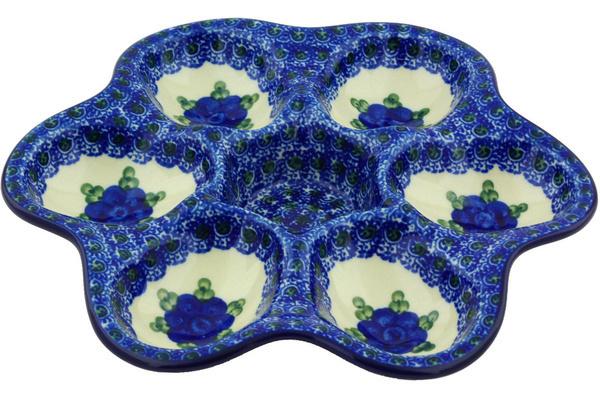 Egg Plates | Ceramika Artystyczna Egg Plate 8" Blue Poppies Egg Plates Ceramika Artystyczna