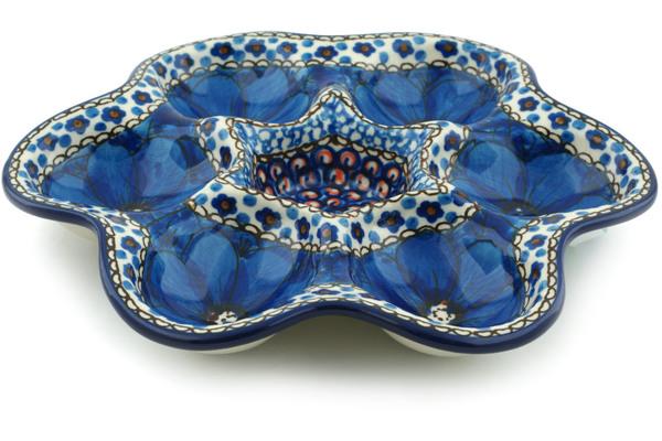 Egg Plates | Ceramika Artystyczna Egg Plate 8" Cobalt Poppies UNIKAT Egg Plates Ceramika Artystyczna