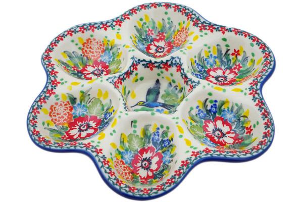 Egg Plates | Ceramika Artystyczna Egg Plate 8" Hummingbird Meadow UNIKAT Egg Plates Ceramika Artystyczna