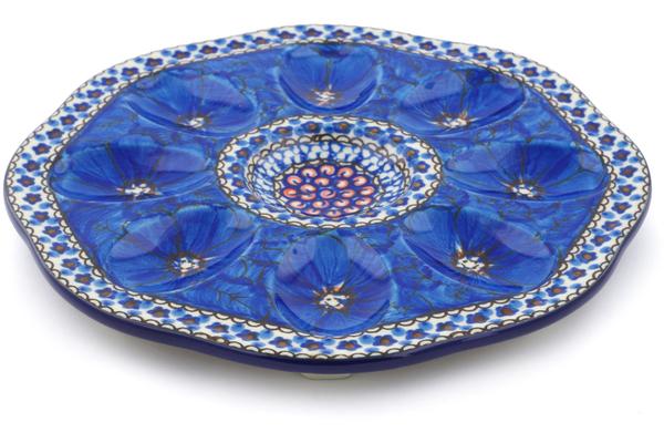 Egg Plates | Ceramika Artystyczna Egg Plate 9" Cobalt Poppies UNIKAT Egg Plates Ceramika Artystyczna