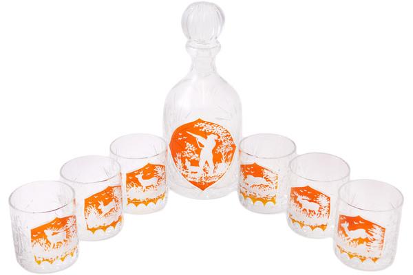 Glass | Artland Crystal Glass Set of 6 Glasses and Bottle 40 oz Orange Cups & Mugs Artland