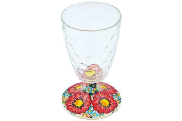 Glass | Vena Wine Glass 11 oz Red Hibiscus UNIKAT Cups & Mugs Glass