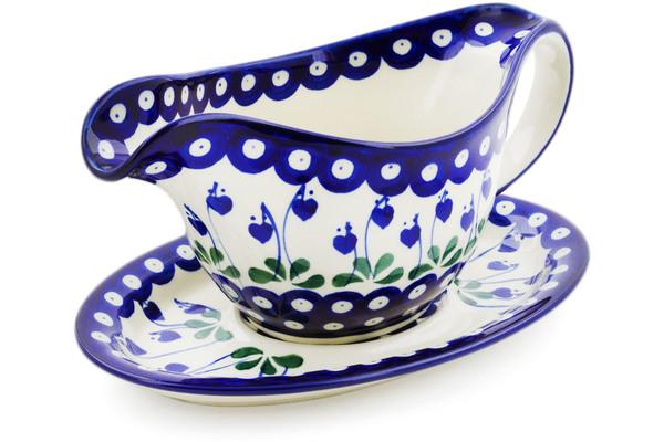 Gravy Boats | Ceramika Artystyczna Gravy Boat with Saucer 20 oz Bleeding Heart Peacock Gravy Boats Ceramika Artystyczna