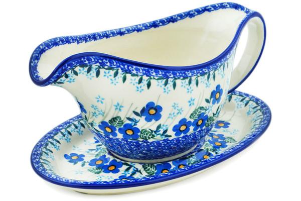 Gravy Boats | Ceramika Artystyczna Gravy Boat with Saucer 20 oz Blue Joy Gravy Boats Ceramika Artystyczna