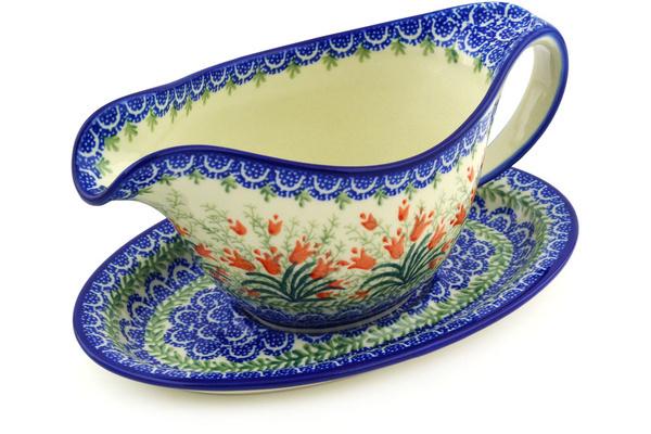 Gravy Boats | Ceramika Artystyczna Gravy Boat with Saucer 20 oz Crimson Bells Gravy Boats Ceramika Artystyczna