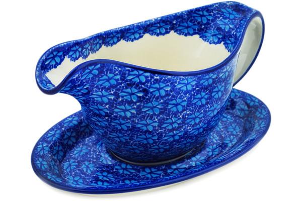 Gravy Boats | Ceramika Artystyczna Gravy Boat with Saucer 20 oz Deep Into The Blue Sea Gravy Boats Ceramika Artystyczna