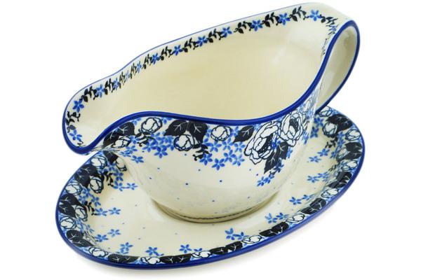 Gravy Boats | Ceramika Artystyczna Gravy Boat with Saucer 20 oz Flowers At Dusk Gravy Boats Ceramika Artystyczna