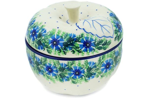 Jars | Ceramika Artystyczna Apple Shaped Jar 5" Blue Bell Wreath Jars Ceramika Artystyczna