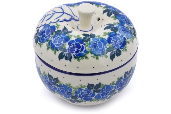 Jars | Ceramika Artystyczna Apple Shaped Jar 5" Blue Rose Jars Ceramika Artystyczna