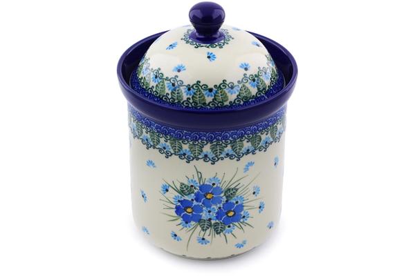 Jars | Ceramika Artystyczna Canister 8" Forget Me Not UNIKAT Jars Ceramika Artystyczna