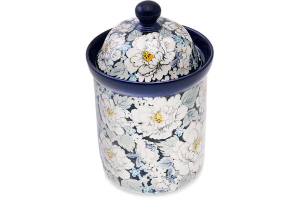 Jars | Ceramika Artystyczna Cookie Jar 8" Blue Royal Elegant UNIKAT Jars Ceramika Artystyczna