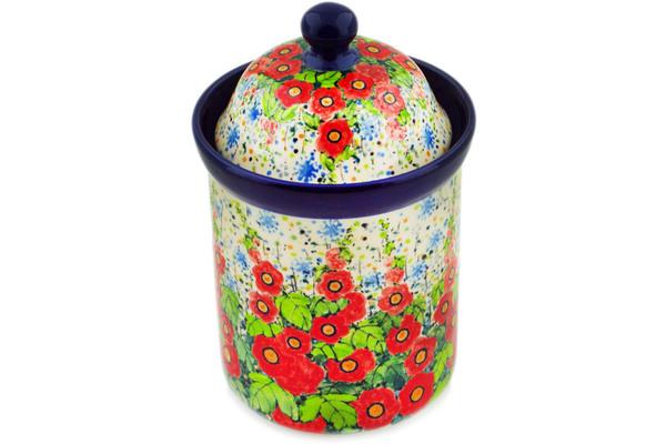 Jars | Ceramika Artystyczna Cookie Jar 8" Hollyhocks UNIKAT Jars Ceramika Artystyczna