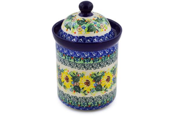 Jars | Ceramika Artystyczna Cookie Jar 8" Yellow Garden UNIKAT Jars Ceramika Artystyczna