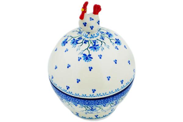 Jars | Ceramika Artystyczna Hen Shaped Jar 7" Blue Grapevine Jars Ceramika Artystyczna