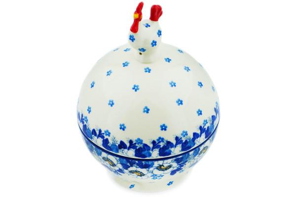 Jars | Ceramika Artystyczna Hen Shaped Jar 7" Blue Spring Jars Ceramika Artystyczna