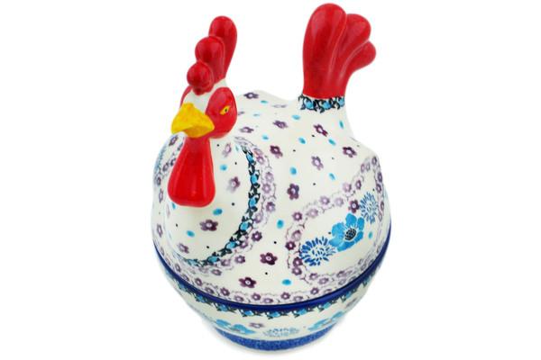 Jars | Ceramika Artystyczna Hen Shaped Jar 8" Blooming Blues Jars Ceramika Artystyczna