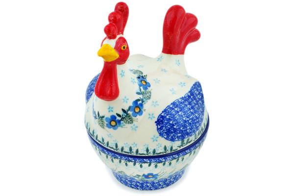 Jars | Ceramika Artystyczna Hen Shaped Jar 8" Blue Joy Jars Ceramika Artystyczna