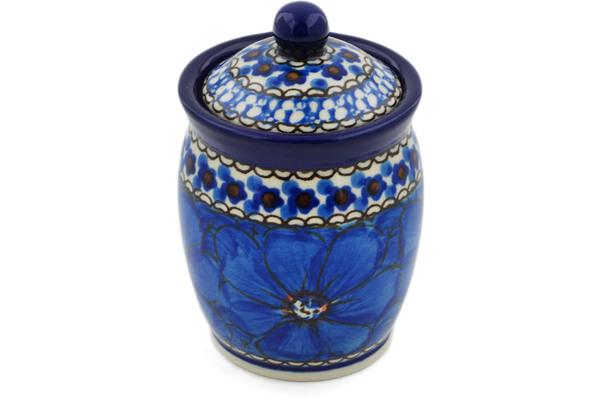 Jars | Ceramika Artystyczna Jar with Lid 4" Cobalt Poppies UNIKAT Jars Ceramika Artystyczna