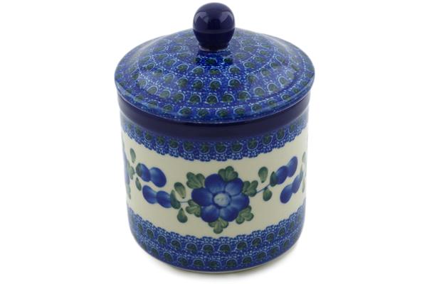 Jars | Ceramika Artystyczna Jar with Lid 5" Blue Poppies Jars Ceramika Artystyczna