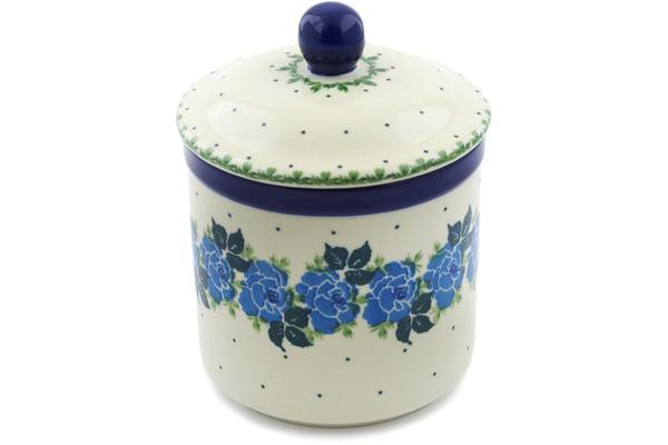 Jars | Ceramika Artystyczna Jar with Lid 5" Blue Rose Jars Ceramika Artystyczna