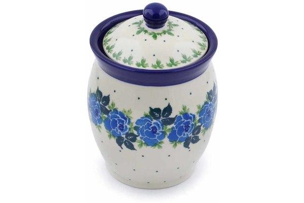 Jars | Ceramika Artystyczna Jar with Lid 5" Blue Rose Jars Ceramika Artystyczna