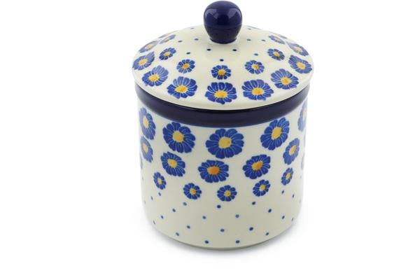 Jars | Ceramika Artystyczna Jar with Lid 5" Blue Zinnia Jars Ceramika Artystyczna