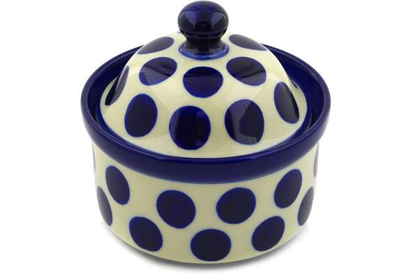 Jars | Ceramika Artystyczna Jar with Lid 5" Bold Blue Dots Jars Ceramika Artystyczna