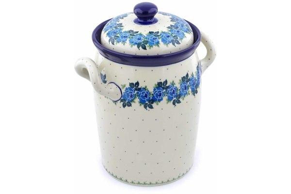 Jars | Ceramika Artystyczna Jar with Lid and Handles 11" Blue Rose Jars Ceramika Artystyczna