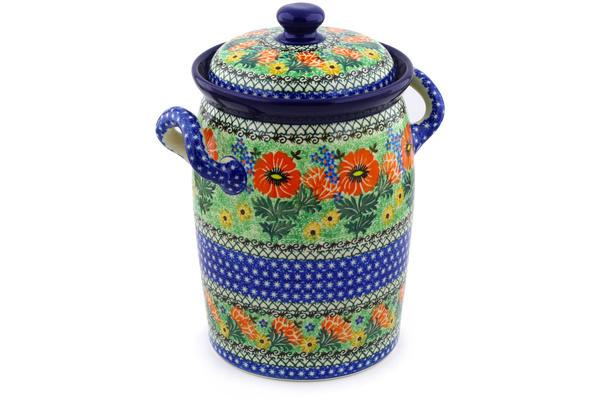 Jars | Ceramika Artystyczna Jar with Lid and Handles 11" Poppy Parade UNIKAT Jars Ceramika Artystyczna