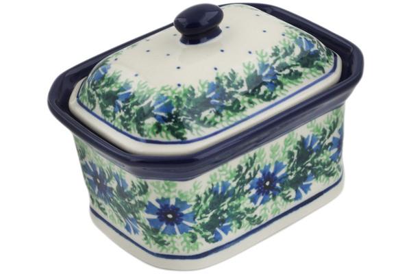 Jars | Ceramika Artystyczna Mini Cake Box 4", Salt Box, Blue Bell Wreath Jars Ceramika Artystyczna