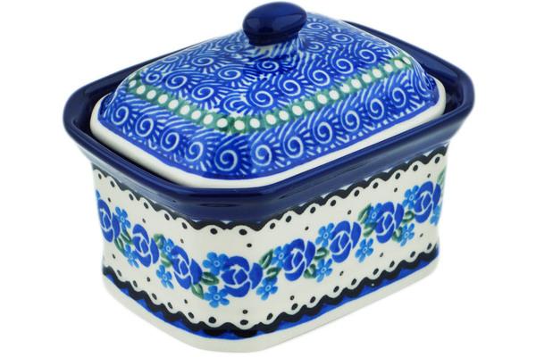 Jars | Ceramika Artystyczna Mini Cake Box 4", Salt Box, Blue Bud Sea Jars Ceramika Artystyczna