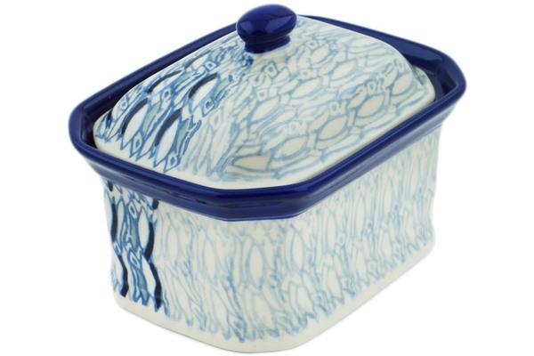 Jars | Ceramika Artystyczna Mini Cake Box 4", Salt Box, Blue Wave UNIKAT Jars Ceramika Artystyczna