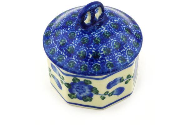 Jars | Ceramika Artystyczna Mini Pretzel Jar 3" Blue Poppies Jars Ceramika Artystyczna