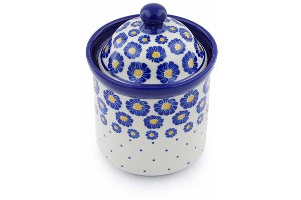 Jars | Ceramika Artystyczna Small Canister 6" Blue Zinnia Jars Ceramika Artystyczna