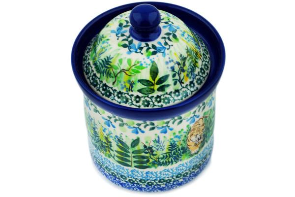 Jars | Ceramika Artystyczna Small Canister 6" Green Grove UNIKAT Jars Ceramika Artystyczna