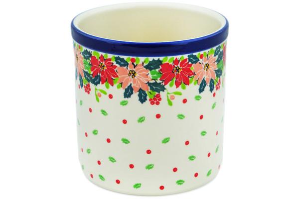 Jars | Ceramika Artystyczna Utensil Jar 6" Christmas Flower UNIKAT Jars Ceramika Artystyczna