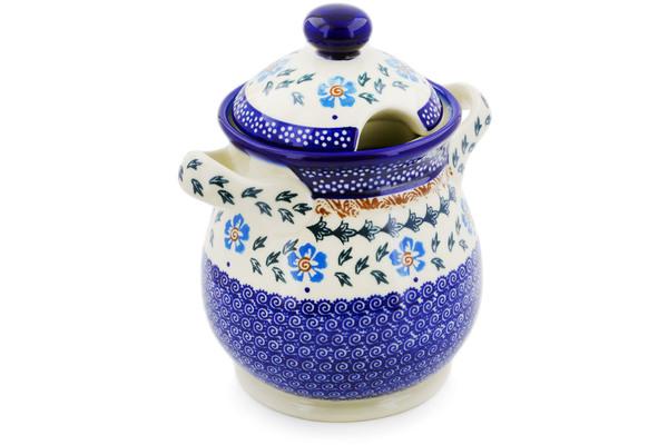 Jars | Ceramika Bona Jar with Lid and Handles 8" Blue Cornflower Jars Ceramika Bona