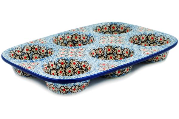 Muffin Pans | Ceramika Artystyczna Muffin Pan 11" Black Daisies UNIKAT Bakeware Ceramika Artystyczna