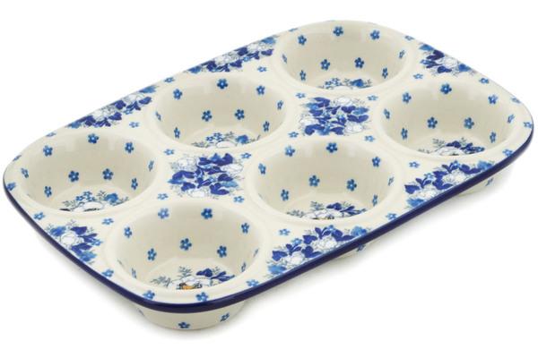 Muffin Pans | Ceramika Artystyczna Muffin Pan 11" Blue Spring Bakeware Ceramika Artystyczna