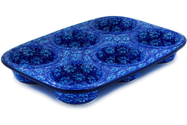 Muffin Pans | Ceramika Artystyczna Muffin Pan 11" Deep Into The Blue Sea Bakeware Ceramika Artystyczna