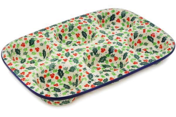 Muffin Pans | Ceramika Artystyczna Muffin Pan 11" Festive Berries UNIKAT Bakeware Ceramika Artystyczna