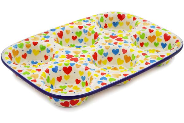 Muffin Pans | Ceramika Artystyczna Muffin Pan 11" In Love With Love UNIKAT Bakeware Ceramika Artystyczna