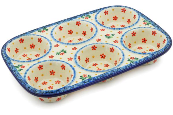 Muffin Pans | Ceramika Artystyczna Muffin Pan 11" Little Flowers Bakeware Ceramika Artystyczna