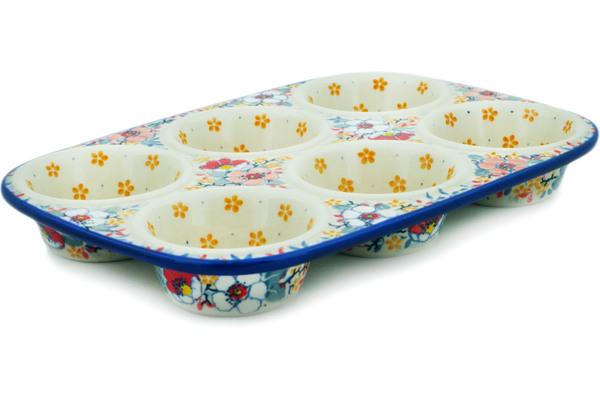 Muffin Pans | Ceramika Artystyczna Muffin Pan 11" Sweet Floral Bliss UNIKAT Bakeware Ceramika Artystyczna